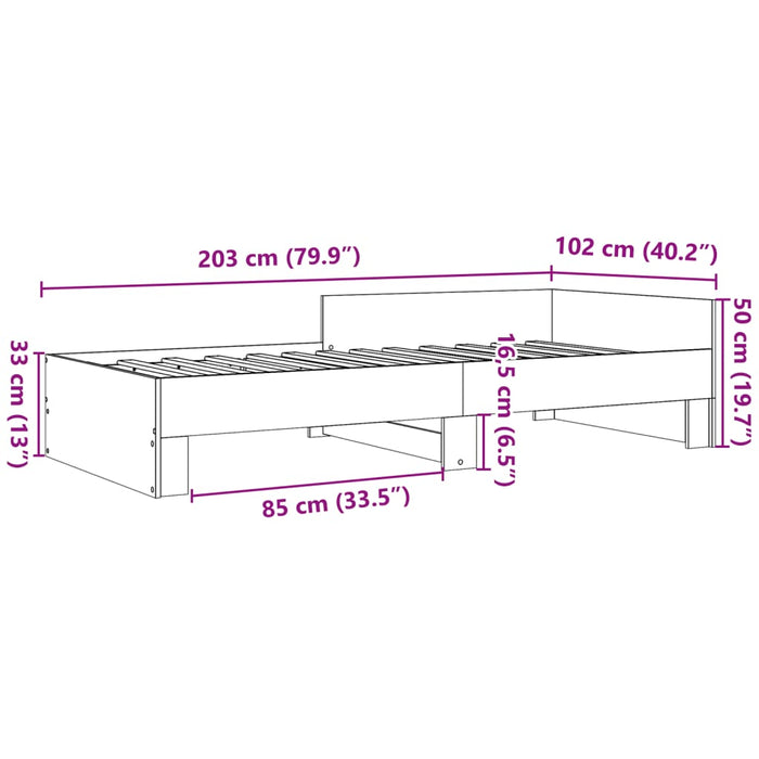 Cadru pat fără saltea stejar maro 100x200 cm lemn prelucrat WALTI