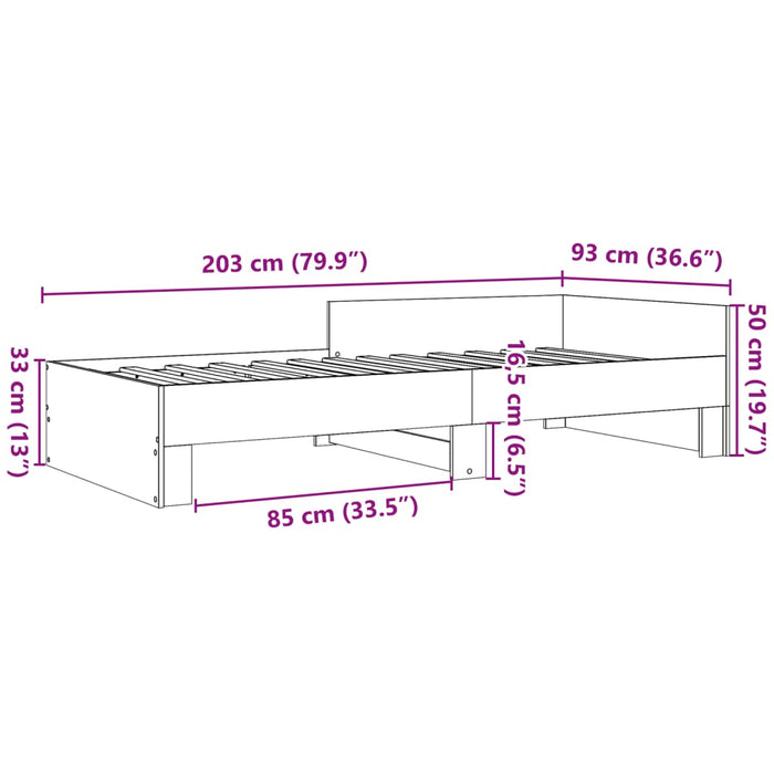 Cadru de pat, gri beton, 90x200 cm, lemn prelucrat WALTI