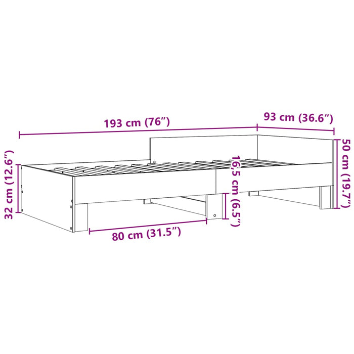 Cadru de pat, gri beton, 90x190 cm, lemn prelucrat - WALTI WALTI
