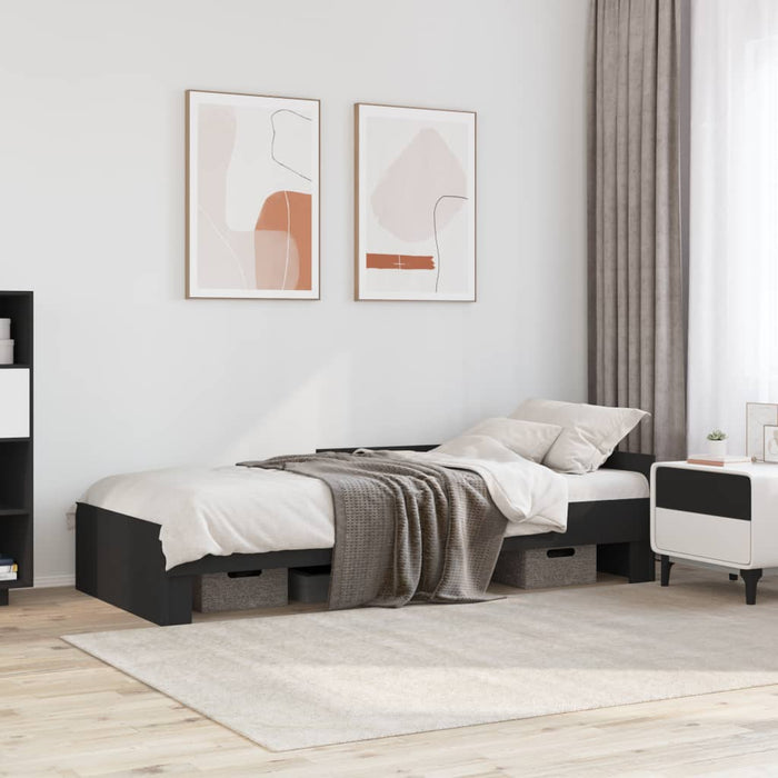 Cadru de pat, negru, 75x190 cm, lemn prelucrat - WALTI WALTI