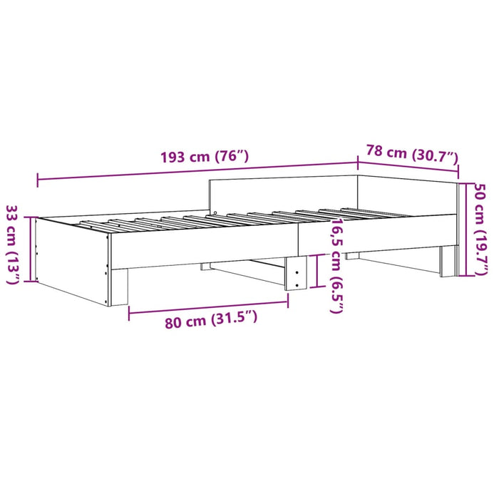Cadru pat fără saltea, stejar sonoma 75x190 cm lemn prelucrat - WALTI WALTI