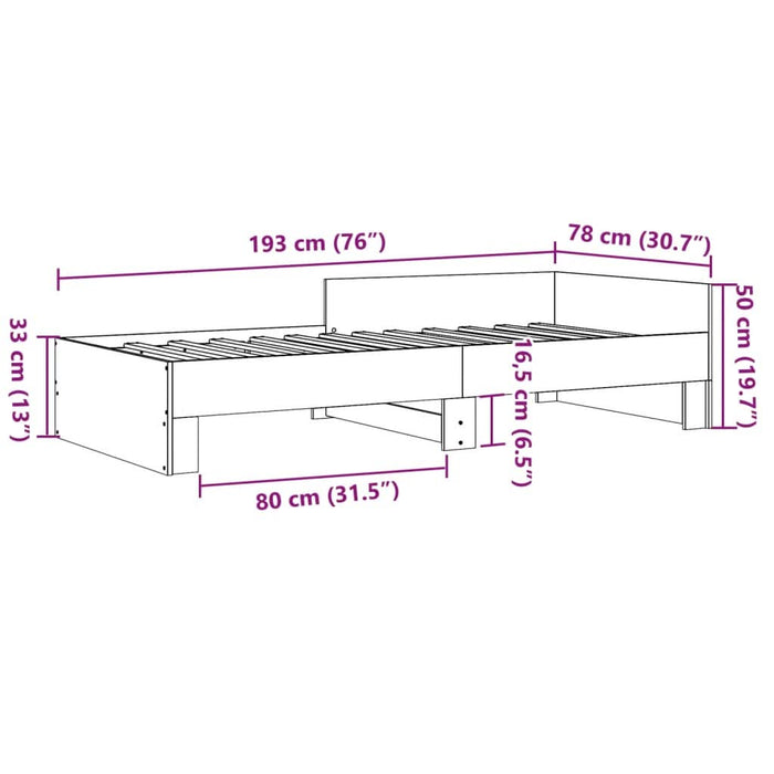 Cadru de pat, gri sonoma, 75x190 cm, lemn prelucrat - WALTI WALTI