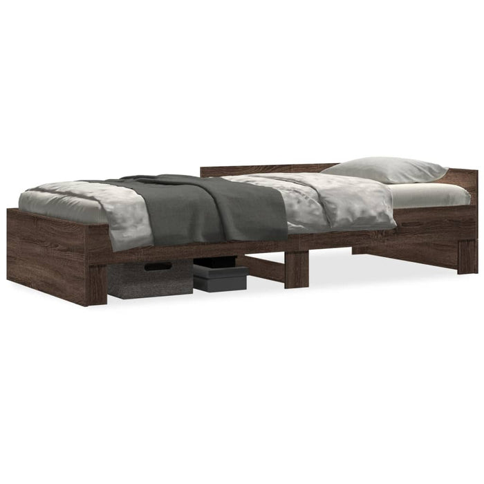 Cadru pat fără saltea, stejar maro 75x190 cm lemn prelucrat - WALTI WALTI
