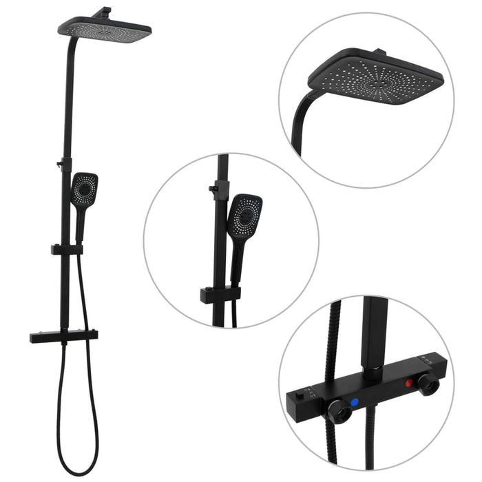 Set de duș cu două capete, mixer și furtun, negru, alamă - WALTI WALTI