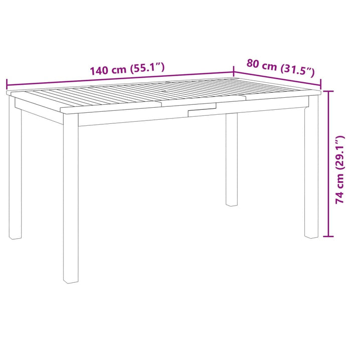 Set mobilier de grădină, 5 piese, 140x80x74 cm, lemn masiv de acacia WALTI