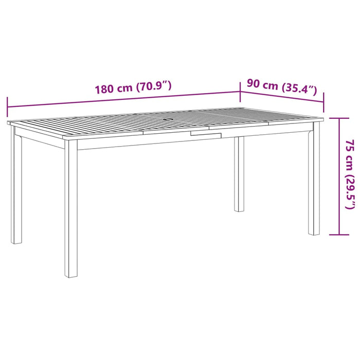 Set mobilier de grădină, 9 piese, 180x90x75 cm, lemn masiv de acacia - WALTI WALTI