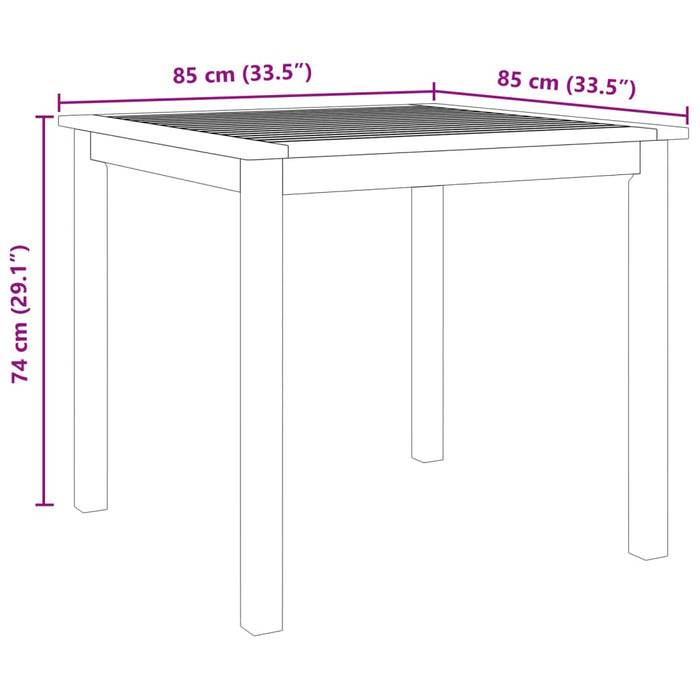Set mobilier de grădină, 5 piese, 85x85x74 cm, lemn masiv de acacia - WALTI WALTI