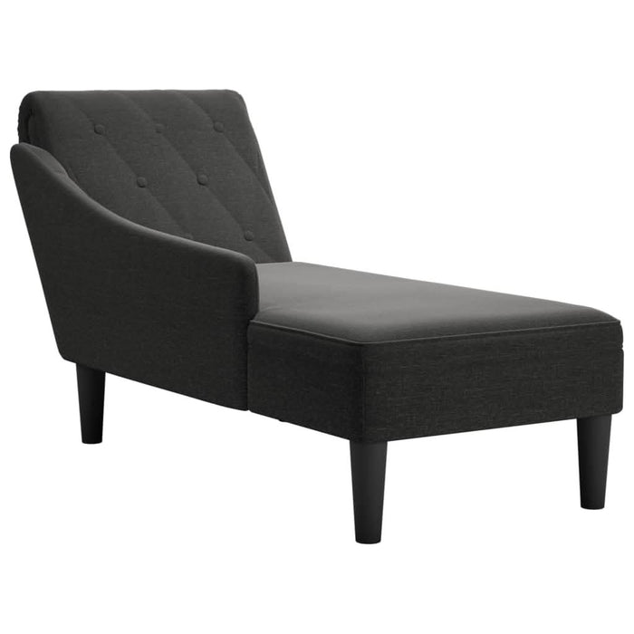 Șezlong cu pernă și cotieră dreaptă, negru, textil - WALTI WALTI
