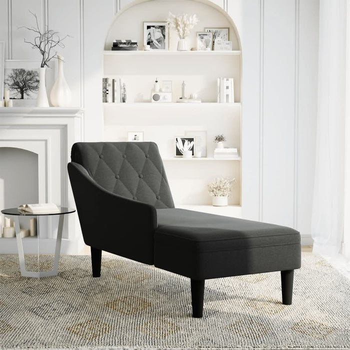 Șezlong cu pernă și cotieră dreaptă, negru, textil - WALTI WALTI