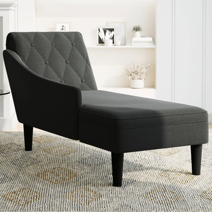 Șezlong cu pernă și cotieră dreaptă, negru, textil - WALTI WALTI