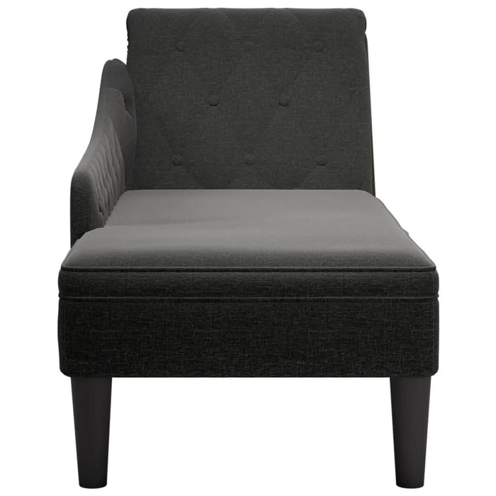 Șezlong cu pernă și cotieră dreaptă, negru, textil - WALTI WALTI