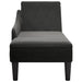 Șezlong cu pernă și cotieră dreaptă, negru, textil - WALTI WALTI