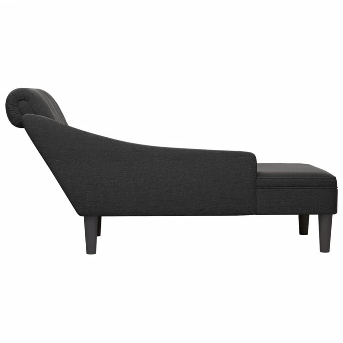 Șezlong cu pernă și cotieră dreaptă, negru, textil - WALTI WALTI