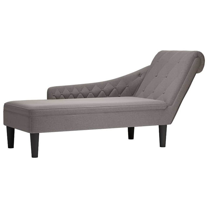 Șezlong cu pernă și cotieră dreaptă, gri taupe, textil WALTI
