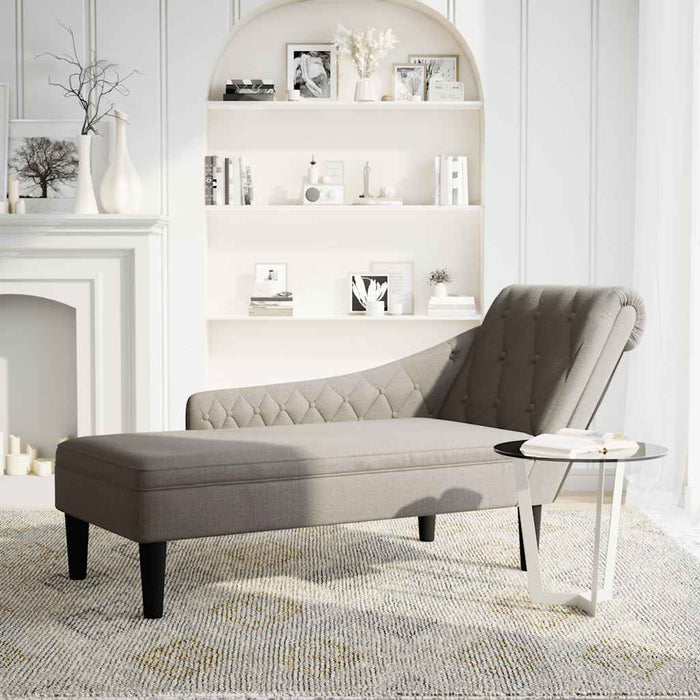 Șezlong cu pernă și cotieră dreaptă, gri taupe, textil WALTI
