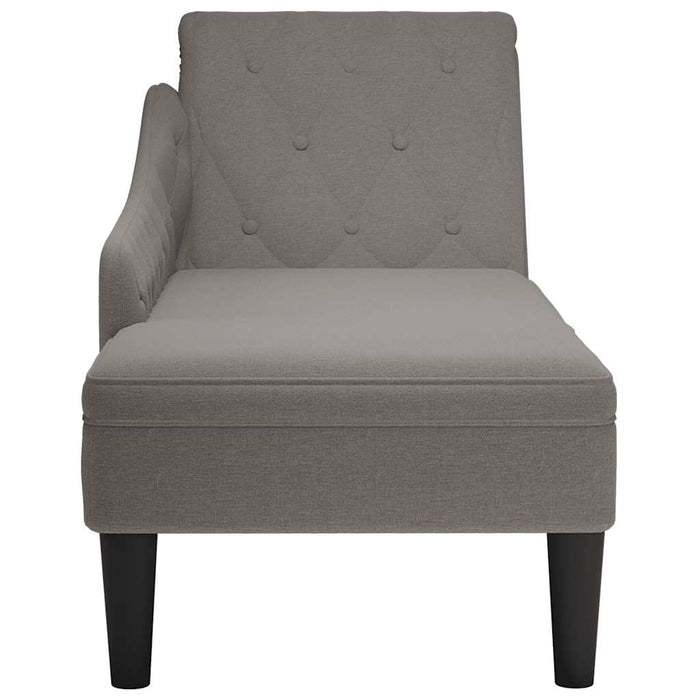 Șezlong cu pernă și cotieră dreaptă, gri taupe, textil WALTI
