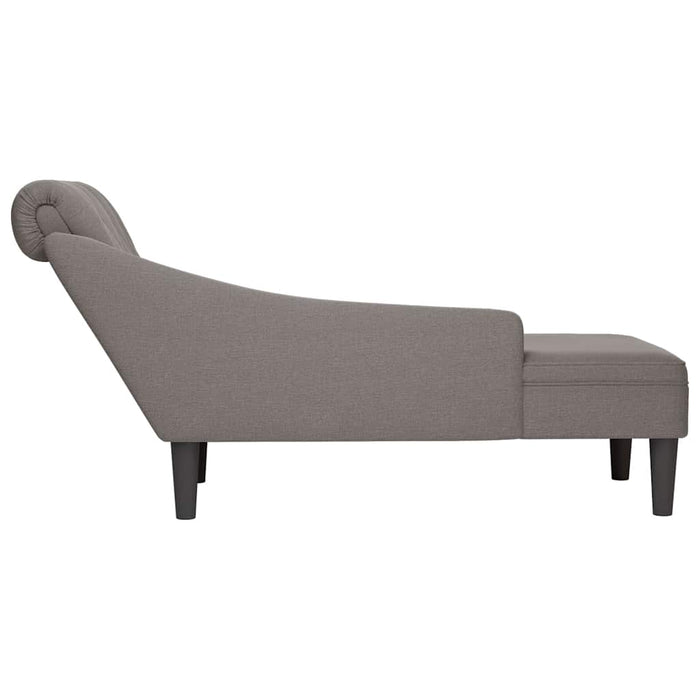 Șezlong cu pernă și cotieră dreaptă, gri taupe, textil WALTI