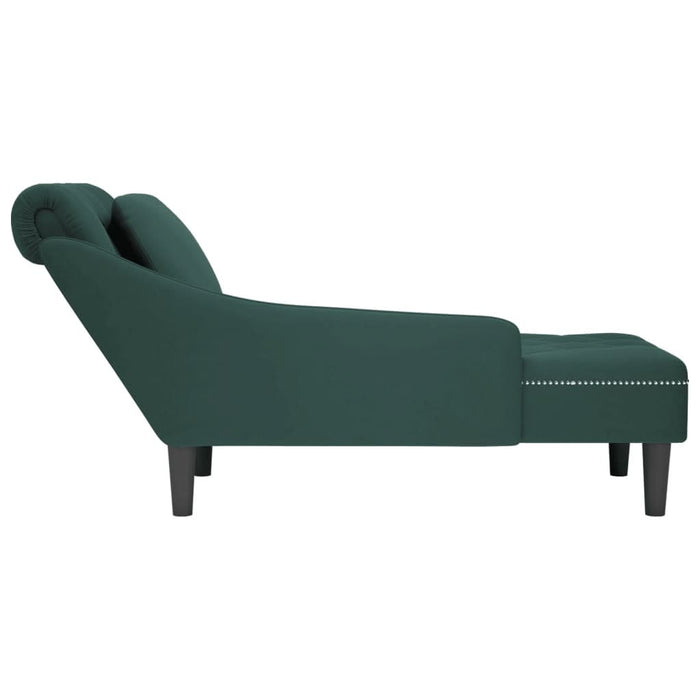 Șezlong cu pernă și cotieră dreapta, verde închis, catifea - WALTI WALTI