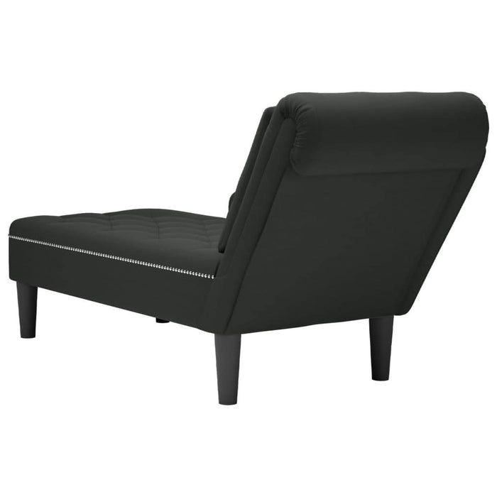 Șezlong cu pernă și cotieră dreaptă, negru, catifea - WALTI WALTI