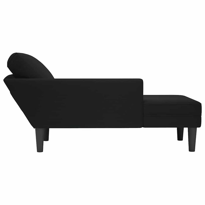 Șezlong cu pernă și cotieră dreaptă, negru, catifea - WALTI WALTI