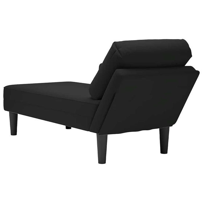 Șezlong cu pernă și cotieră dreaptă, negru, catifea - WALTI WALTI