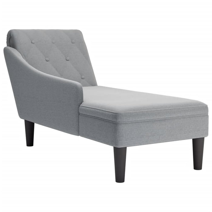 Șezlong cu pernă și cotieră dreaptă, gri deschis, textil - WALTI WALTI