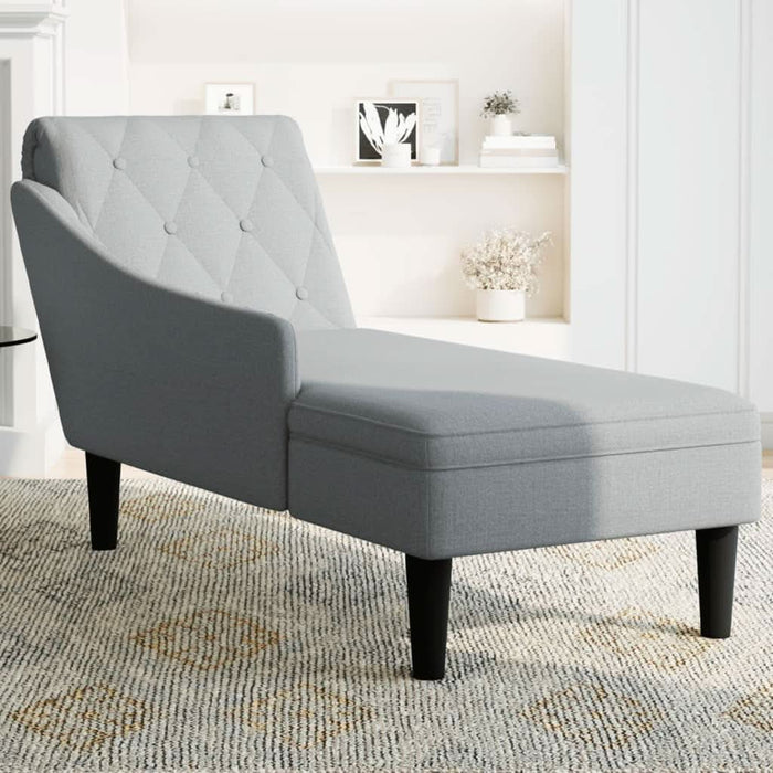 Șezlong cu pernă și cotieră dreaptă, gri deschis, textil - WALTI WALTI