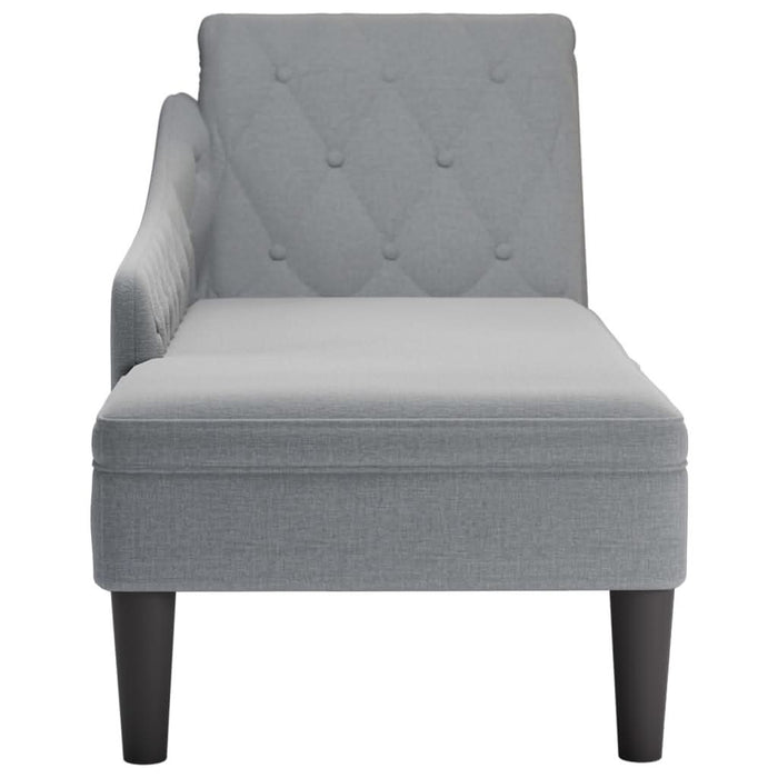 Șezlong cu pernă și cotieră dreaptă, gri deschis, textil - WALTI WALTI