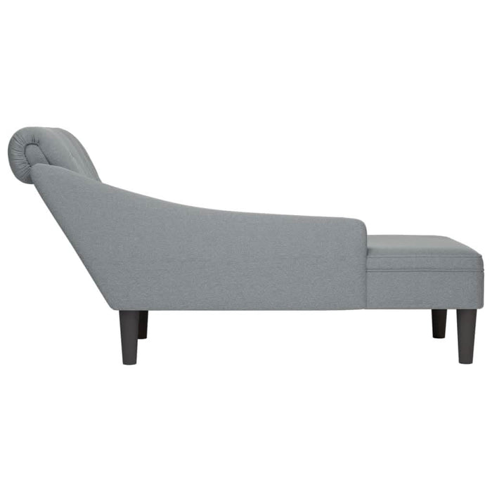 Șezlong cu pernă și cotieră dreaptă, gri deschis, textil - WALTI WALTI