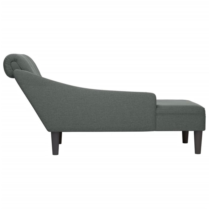 Șezlong cu pernă și cotieră dreaptă, gri închis, textil - WALTI WALTI