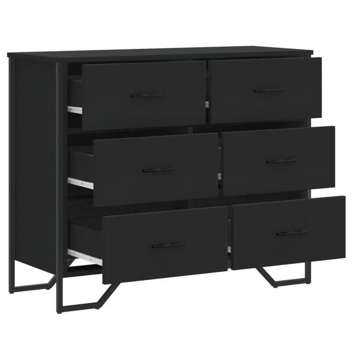 Comodă cu sertare, negru, 91x35,5x74,5 cm, lemn prelucrat - WALTI WALTI