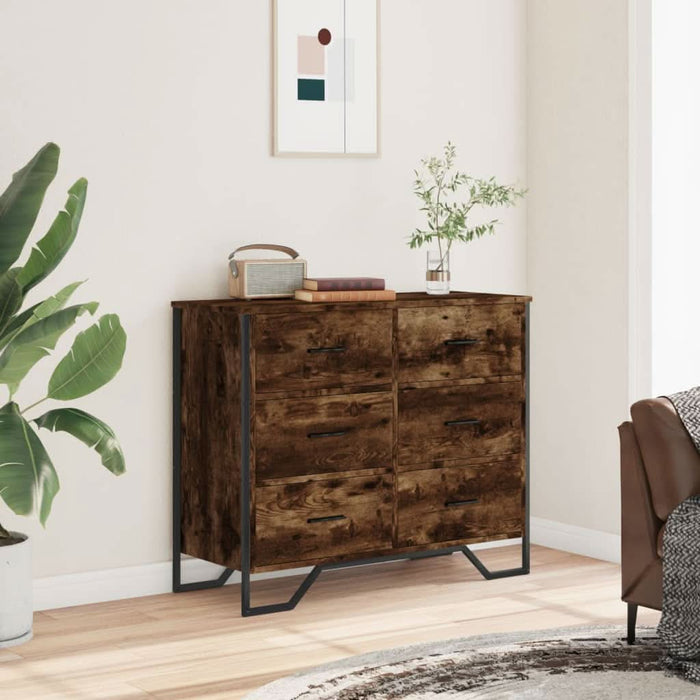 Comodă cu sertare stejar fumuriu 91x35,5x74,5 cm lemn prelucrat - WALTI WALTI