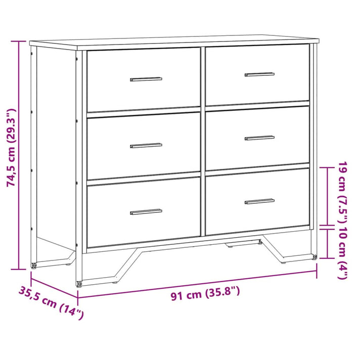 Comodă cu sertare, gri sonoma 91x35,5x74,5 cm lemn prelucrat - WALTI WALTI