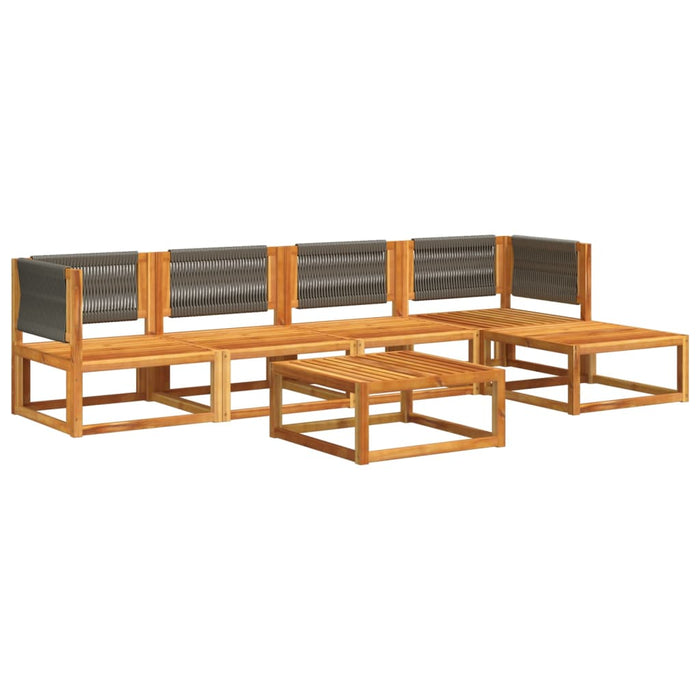 Set canapele de grădină cu 6 piese, lemn de salcâm și frânghie WALTI