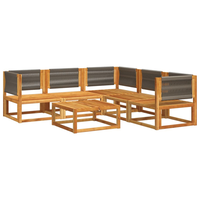 Set canapele de grădină cu 6 piese, lemn de salcâm și frânghie WALTI