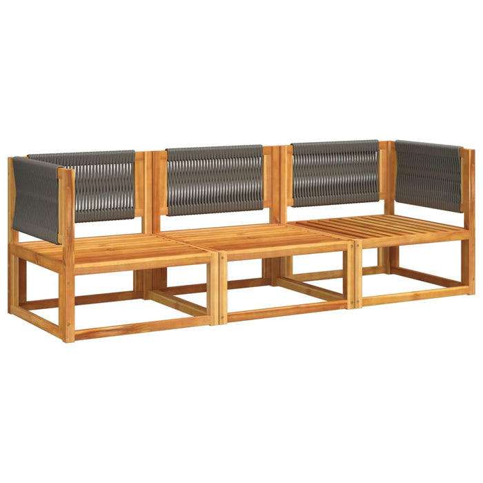 Set canapele de grădină 3 piese cu perne din lemn de acacia și frânghie WALTI