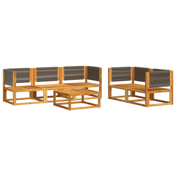 Set canapele de grădină cu 6 piese, lemn de salcâm și frânghie WALTI