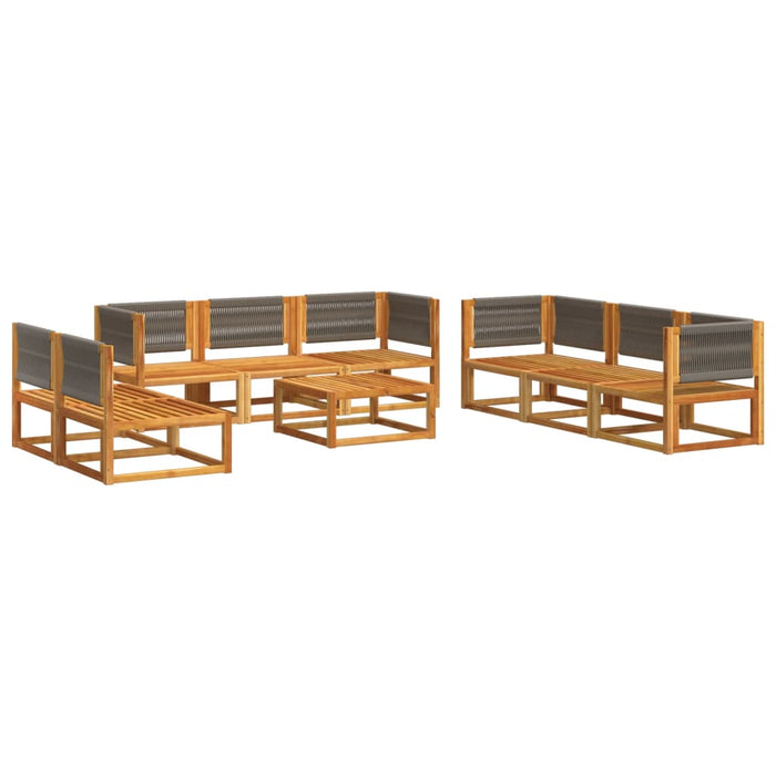 Set canapele de grădină cu 9 piese, lemn de salcâm și frânghie WALTI