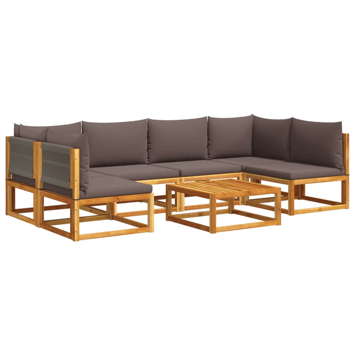 Set canapele de grădină cu 7 piese, perne, lemn de salcâm și frânghie WALTI