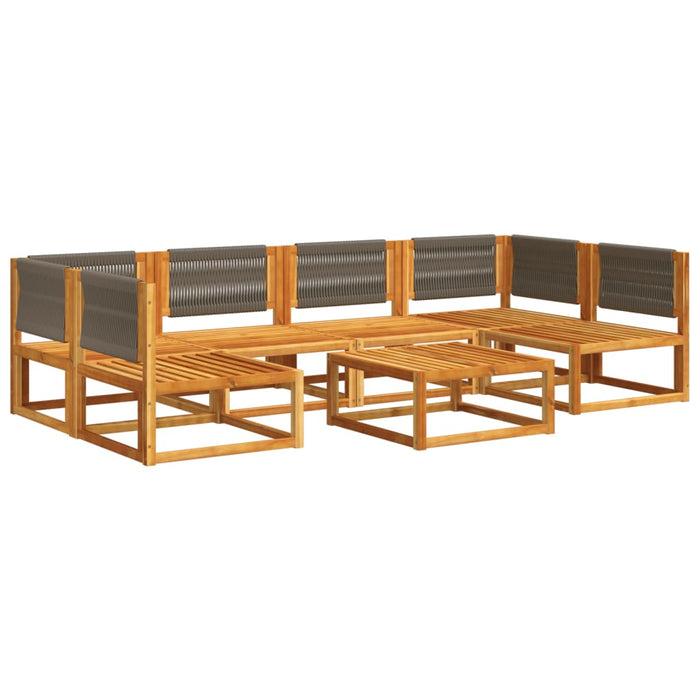 Set canapele de grădină cu 7 piese, perne, lemn de salcâm și frânghie WALTI