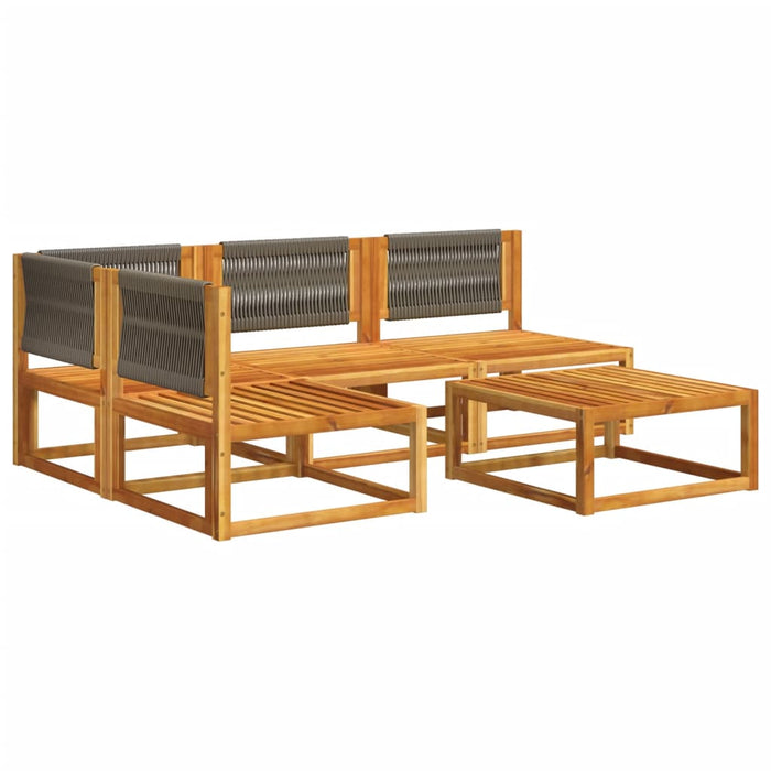 Set canapele de grădină cu 5 piese, lemn de salcâm și frânghie WALTI