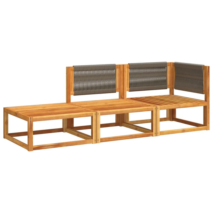 Set canapele de grădină 3 piese cu perne din lemn de acacia și frânghie WALTI