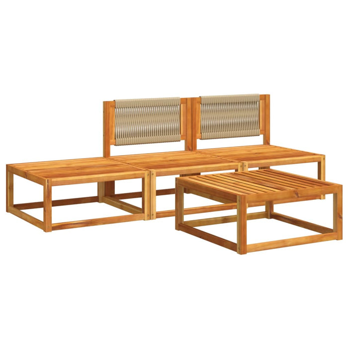 Set canapele de grădină cu 4 piese, lemn de acacia și frânghie WALTI