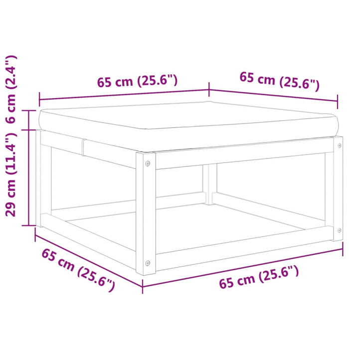 Taburet de grădină cu pernă, 65x65x29 cm, lemn masiv acacia - WALTI WALTI