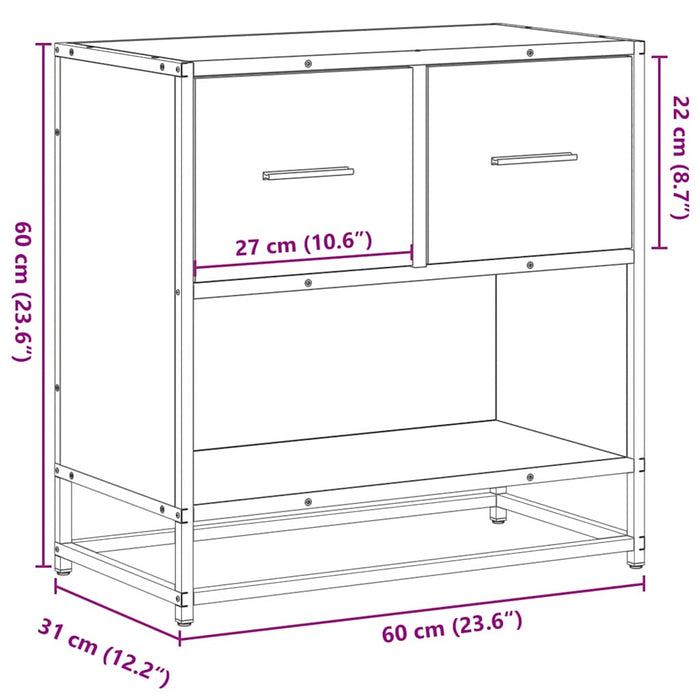 Noptiera din stejar Sonoma 60x31x60 cm lemn prelucrat si metal WALTI