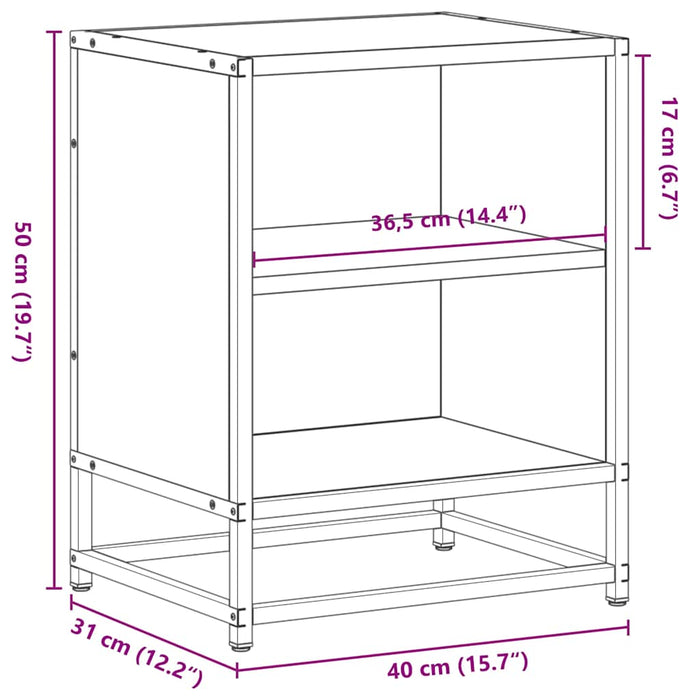 Noptiere 2 buc Negru 40x31x50 cm Lemn și metal prelucrat WALTI