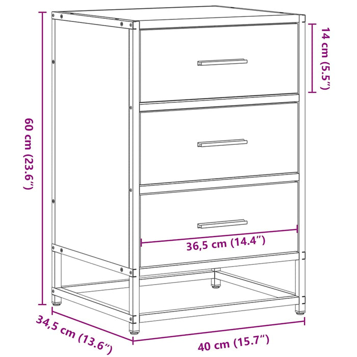 Noptiera gri Sonoma 40x34,5x60 cm lemn prelucrat si metal WALTI