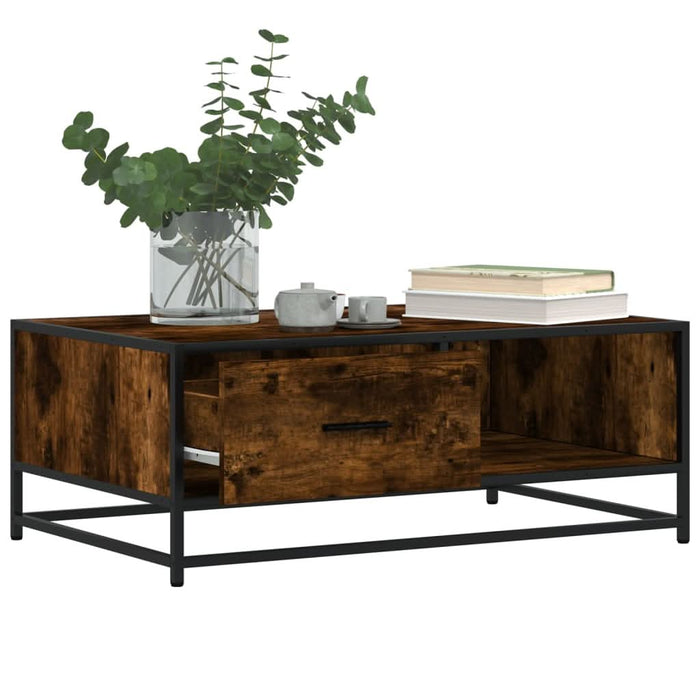 Măsuță de cafea stejar fumuriu 90x57x35cm lemn prelucrat/metal - WALTI WALTI