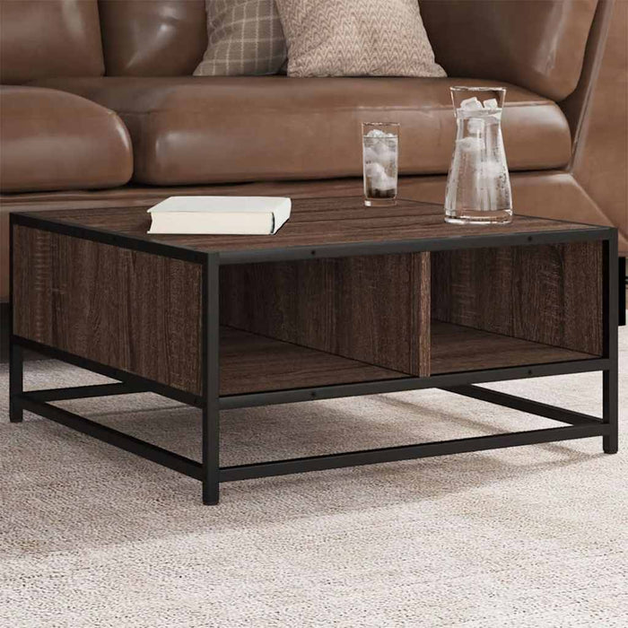 Măsuță cafea stejar maro 60,5x60,5x30 cm lemn prelucrat/metal - WALTI WALTI