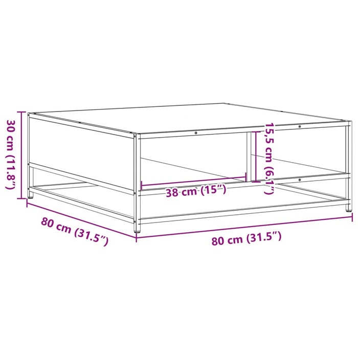 Măsuță de cafea stejar sonoma 80x80x30 cm lemn prelucrat/metal - WALTI WALTI